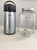Thermos airpot and Yorkshire glass dispenser side by side