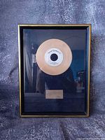 Full view of framed plaque showing record and engraved plate