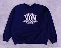 Full view of navy blue crewneck sweatshirt