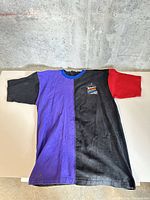 Full front view of colour-block Roots T-shirt