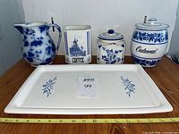 Front view of all five pieces displayed