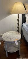 Side table and floor lamp together