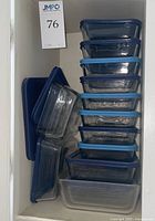 Stacked glass containers showing quantity and lid colors