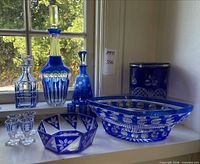 Group shot showing all cobalt blue cut-to-clear crystal items together