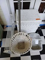 overall lot showing hamper, baskets, drying rack