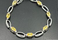 Closer view of section with citrine stones and silver links