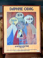 Front view of framed poster showing artwork, title and textual details
