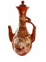 Full view of lidded Kutani ewer showing spout and handle
