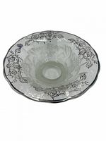 Top view showing pressed grape pattern and silver overlay rim