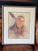 Front view of framed lithograph depicting Chief Coldweather