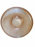 Top view of pink depression glass console bowl