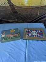Top view of both vintage playing card boxes