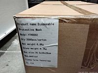 Label on carton showing product details and weights