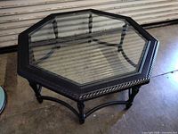 top view showing octagonal shape and glass inset