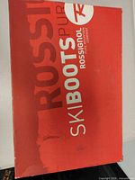 Rossignol red ski boot box top with large logo