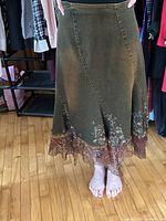 Full front view of skirt worn to show fit and length