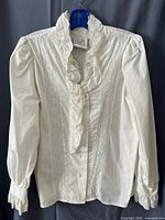 Front view of blouse on hanger