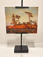 Front view of the lithograph panel on stand