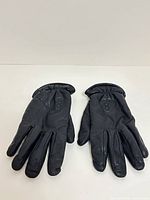 Front view of both gloves showing leather surface and overall condition