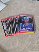 Fronts of several 1990 Donruss Blue Jays cards showing Kelly Gruber and others