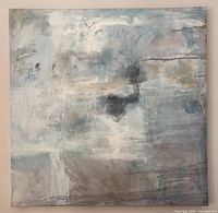 Front view of square abstract painting showing full artwork and color palette