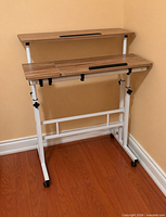 Full view of desk front showing two tiers and frame