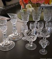 Group shot of all cut crystal pieces on table