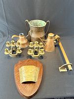 Group shot showing all copper and brass items