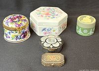 Group view of all five lidded boxes