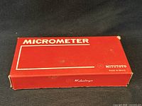 Red Mitutoyo cardboard sleeve marked MICROMETER