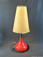 Maurice Chalvignac red lamp with shade and cord