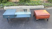 Coffee table and footstool side by side