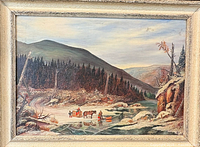 Framed oil painting full view showing composition and frame
