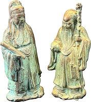 Front view of both bronze statues