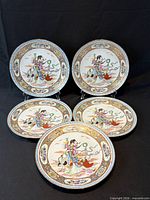 Front view of all five plates