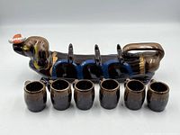 Dachshund decanter with six barrel cups
