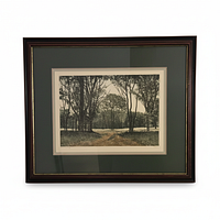 Frontal view of framed print showing entire artwork, matting and frame