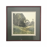 Full view of framed print with mat and frame visible