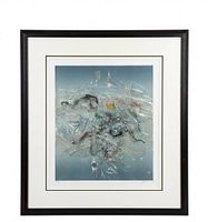 Framed artwork front view showing image, mat, and frame