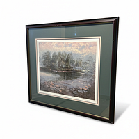 Full view of framed print showing frame, mat and image