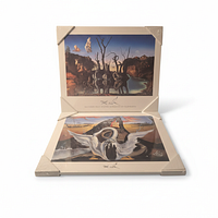 Two shrink-wrapped Dalí giclée prints with protective corners