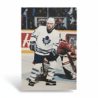 Full view of the 20x30 poster showing Wendel Clark on ice with grommets visible