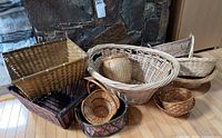 Group shot of all nine baskets showing shapes, sizes and colours