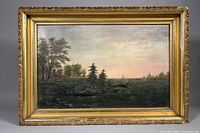 Full view of framed landscape painting