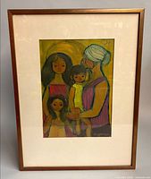 full view of framed artwork with mat and frame