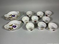 Group view of all ramekins and eared dishes