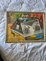 Front view of framed poster showing artwork, frame and glass