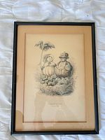 Front view showing framed lithograph, mat and image details