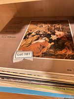 Top view of stack showing On Christmas Night album cover and several LP jackets