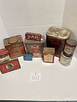 Group shot of all tins for size and variety reference